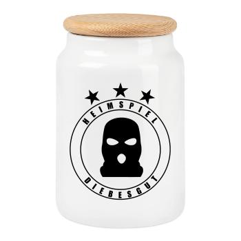 DIEBESGUT_WAPPEN - Cookie Jar with Wooden Lid - white - Front