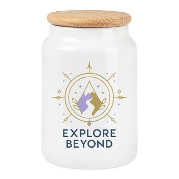 Explore Beyond Kompass - Keksdose mit Holzdeckel - Weiß - Vorne