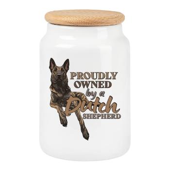 Dutch Shepherd – Dutchie - Keksdose mit Holzdeckel - Weiß - Vorne