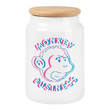 Monkey Business 3D - Art urbain graffiti Affe - Boîte à biscuits avec couvercle en bois - blanc - Devant