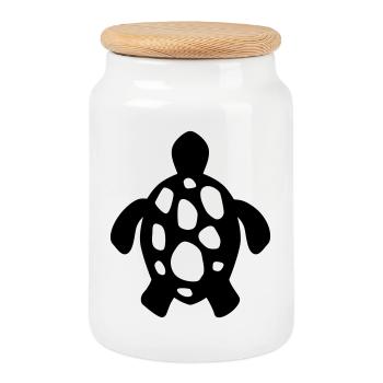 Tortue de mer – Motif sous-marin et plage - Boîte à biscuits avec couvercle en bois - blanc - Devant