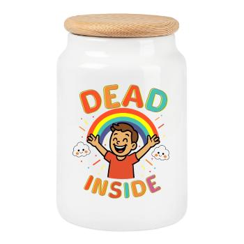 Dead Inside - Cookie Jar with Wooden Lid - white - Front