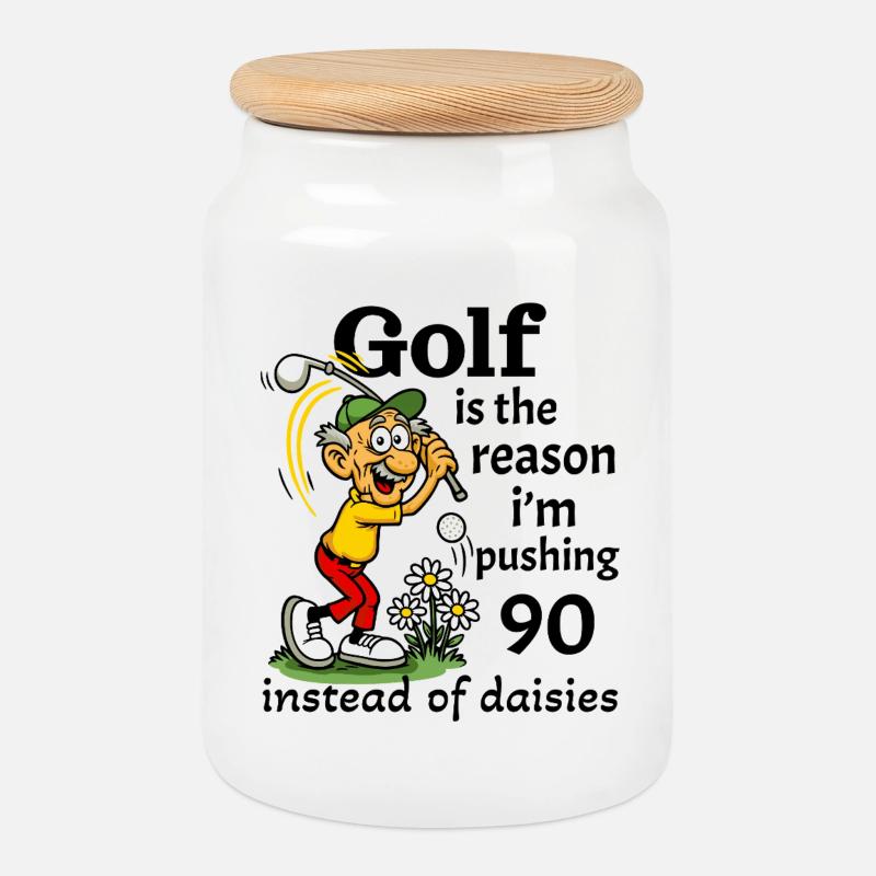 Golf ist der Grund, warum ich fast 90 bin - Keksdose mit Holzdeckel - Weiß