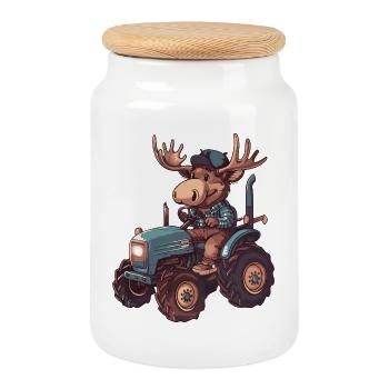 Éleveur de tracteurs d’orignaux - Boîte à biscuits avec couvercle en bois - blanc - Devant