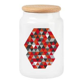 Geometrisches Hexagon Geometric Triangles - Cookie Jar with Wooden Lid - white - Front