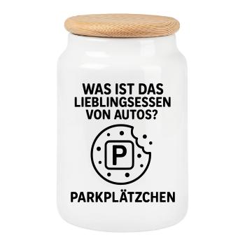 parkplätzchen witz autofahrer kekse - Keksdose mit Holzdeckel - Weiß - Vorne