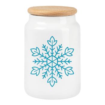 Flocon de neige | Montagne  | Ski | Snowboard - Boîte à biscuits avec couvercle en bois - blanc - Devant