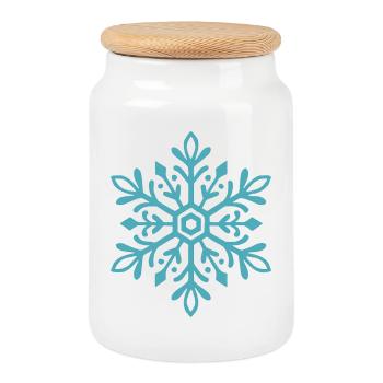 Flocon de neige | Montagne  | Ski | Snowboard - Boîte à biscuits avec couvercle en bois - blanc - Devant