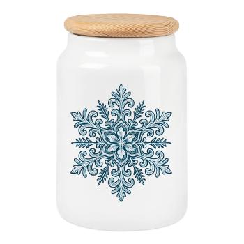 Flocon de neige | Montagne  | Ski | Snowboard - Boîte à biscuits avec couvercle en bois - blanc - Devant