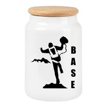 BASE jumping - Keksdose mit Holzdeckel - Weiß - Vorne