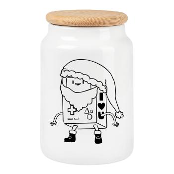 Dessin vectoriel SVG SVG de robots de Noël mignon - Boîte à biscuits avec couvercle en bois - blanc - Devant