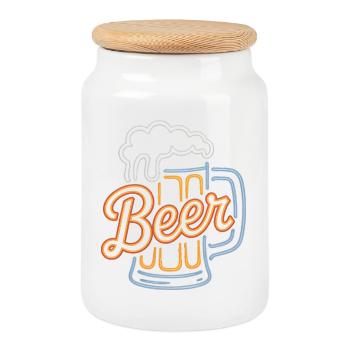 Beer - Cool Beer Logo - Cookie Jar with Wooden Lid - white - Front