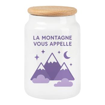 La montagne vous appelle ! Ski / Alpinisme - Boîte à biscuits avec couvercle en bois - blanc - Devant