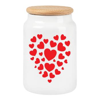 Red Heart Confetti Design Red Hearts Heart Pattern - Cookie Jar with Wooden Lid - white - Front