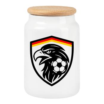 Deutschland Fußball Adler - Keksdose mit Holzdeckel - Weiß - Vorne
