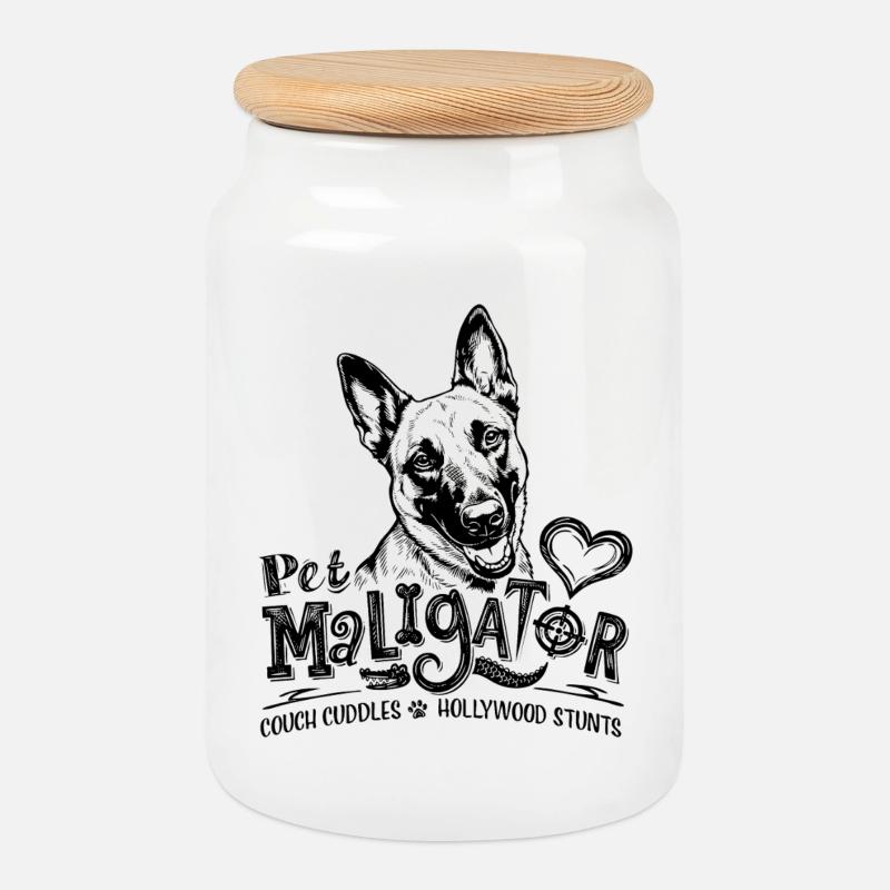 Belgischer Malinois – Haustier-Maligator - Keksdose mit Holzdeckel - Weiß