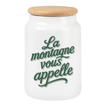 The mountains are calling! - Cookie Jar with Wooden Lid - white - Front