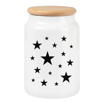 Motif d’Étoile de la Nuit Étoiles Sombres - Boîte à biscuits avec couvercle en bois - blanc - Devant