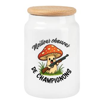 Meilleur chasseur de champignons - Boîte à biscuits avec couvercle en bois - blanc - Devant