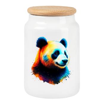 Panda - Keksdose mit Holzdeckel - Weiß - Vorne