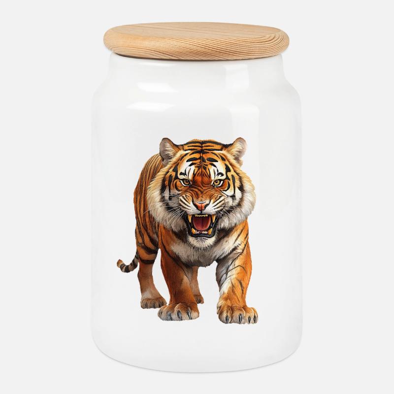 Tiger - Keksdose mit Holzdeckel - Weiß