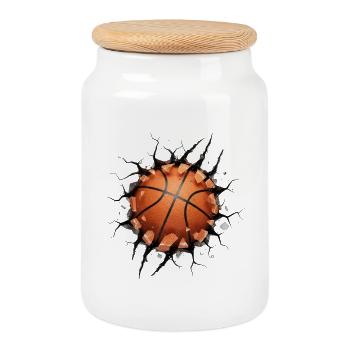 Slam Dunk Wall Break Basketball Impact Sport - Boîte à biscuits avec couvercle en bois - blanc - Devant