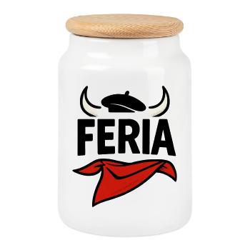 Féria - Pays Basque - Boîte à biscuits avec couvercle en bois - blanc - Devant