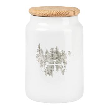 Vintage Forest Front Bike Silhouette - Cookie Jar with Wooden Lid - white - Front