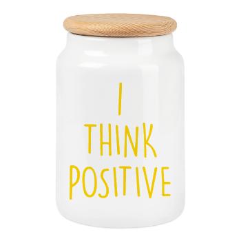 i think positive - Keksdose mit Holzdeckel - Weiß - Vorne