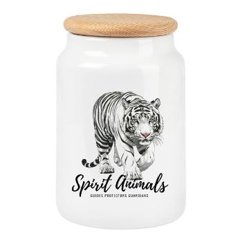 Spirit Animals Tiger - Cookie Jar with Wooden Lid - white - Front
