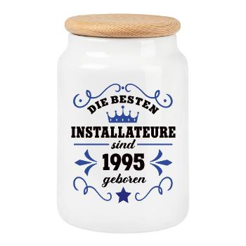 Collègues de l’anniversaire du plombier 1995 - Boîte à biscuits avec couvercle en bois - blanc - Devant