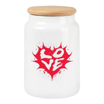Love Heart Splash Street Art - Cookie Jar with Wooden Lid - white - Front