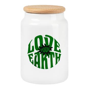Aimez votre Terre – Environnement Style Rétro - Boîte à biscuits avec couvercle en bois - blanc - Devant