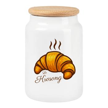 Le Krosong - Boîte à biscuits avec couvercle en bois - blanc - Devant