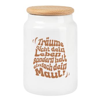 Stop dreaming - Cookie Jar with Wooden Lid - white - Front