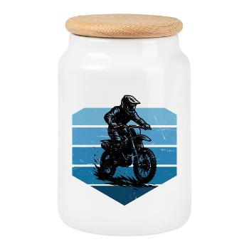 Motocross perfect for every motocross - Cookie Jar with Wooden Lid - white - Front