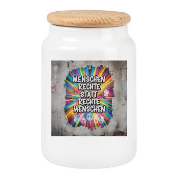 Déclaration sur les droits de l’homme au lieu des personnes de droite - Boîte à biscuits avec couvercle en bois - blanc - Devant