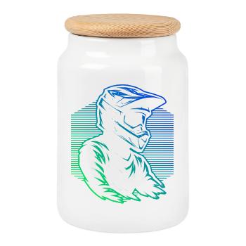 Motocross motif for real enthusiasts - Cookie Jar with Wooden Lid - white - Front