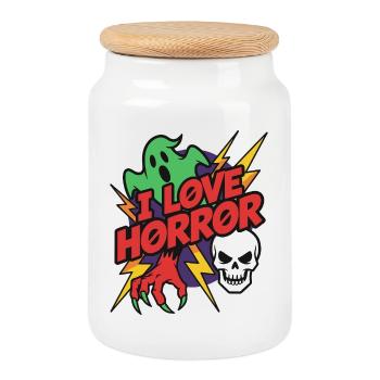 Ich liebe Horror Retro Cartoons - Keksdose mit Holzdeckel - Weiß - Vorne