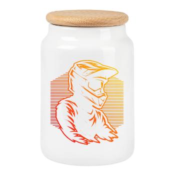 Motif motocross avec valeur de reconnaissance - Boîte à biscuits avec couvercle en bois - blanc - Devant