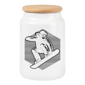 Conception de snowboarder - Boîte à biscuits avec couvercle en bois - blanc - Devant