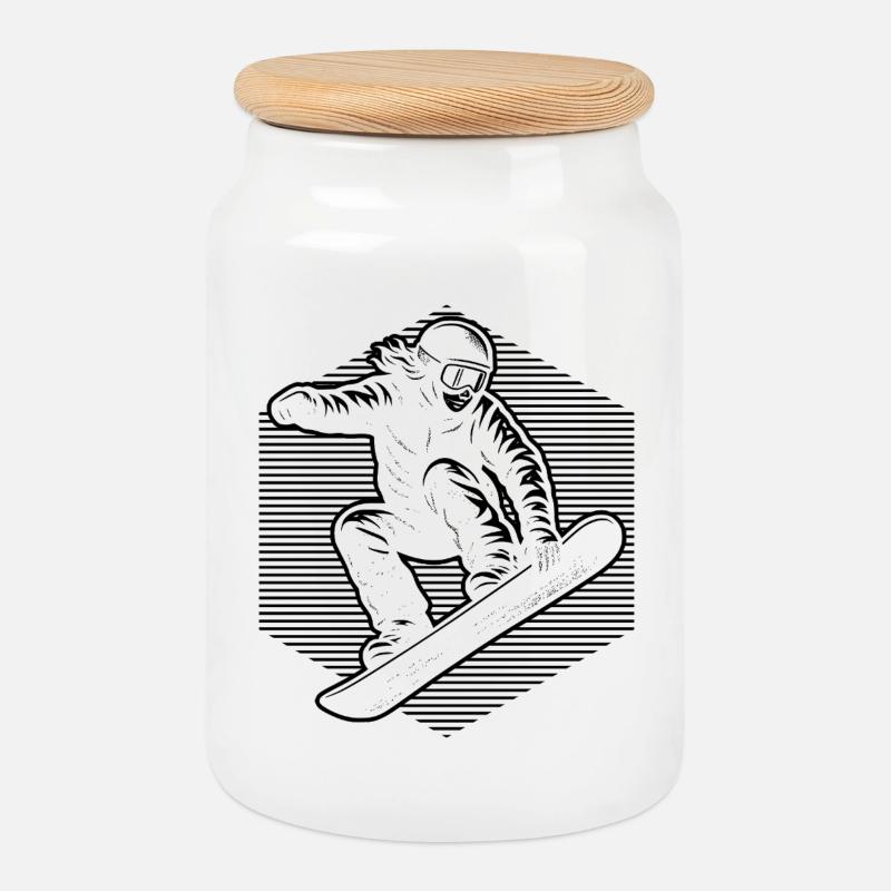 Snowboarder Design - Keksdose mit Holzdeckel - Weiß