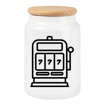 casino machine à sous  - Boîte à biscuits avec couvercle en bois - blanc - Devant