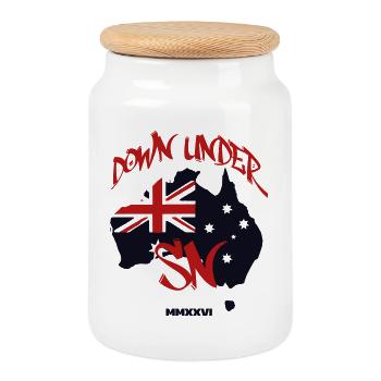 Logo Australie - Boîte à biscuits avec couvercle en bois - blanc - Devant