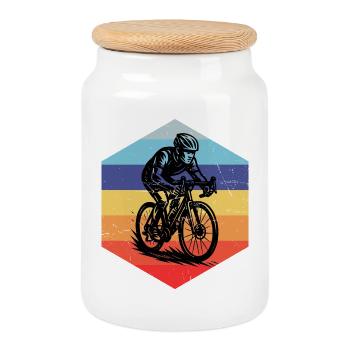 Style vélo de route pour toutes les occasions - Boîte à biscuits avec couvercle en bois - blanc - Devant