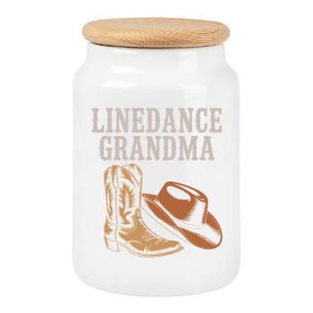 Line Dance Grandma Boots - Cookie Jar with Wooden Lid - white - Front