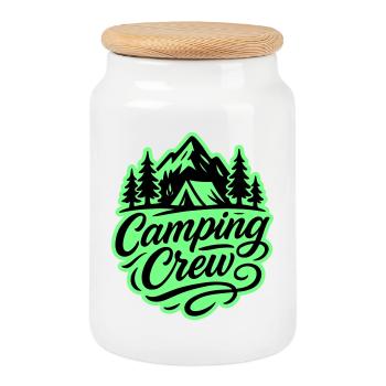 Camping Crew - Keksdose mit Holzdeckel - Weiß - Vorne
