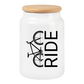 Ride Bike Art - Boîte à biscuits avec couvercle en bois - blanc - Devant