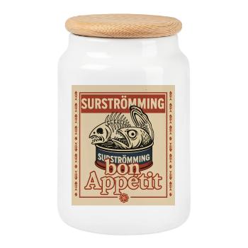 Surströmming Daring Challenge - Cookie Jar with Wooden Lid - white - Front