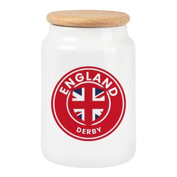 England Derby emblem shield - Cookie Jar with Wooden Lid - white - Front